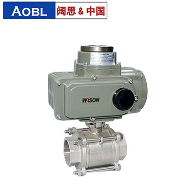 AOBL電動絲扣球閥不銹鋼三片式內螺紋口閥門多規格AC220V開關型